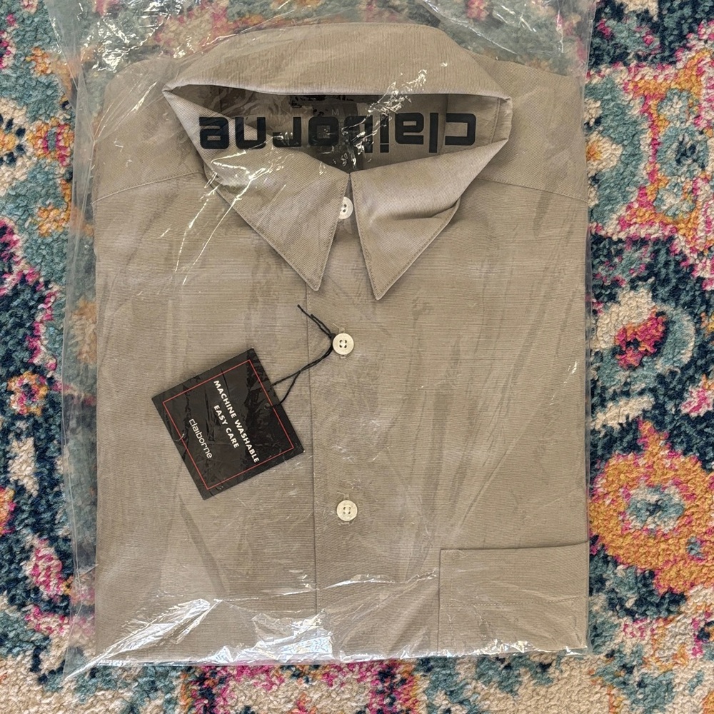 Calibre Men's Casual Beige Button Down Shirt